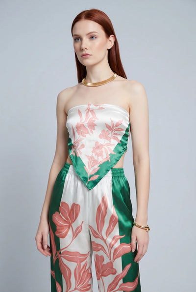 Alexandra Floral Satin Crop Top