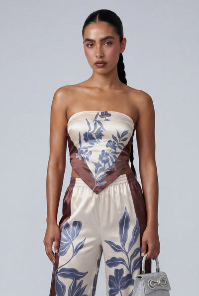 Alexandra Floral Satin Crop Top