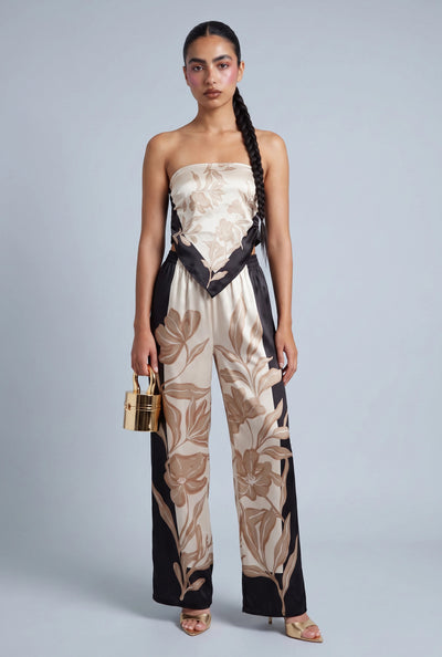Alexandra Floral Satin Wide-Leg Pants