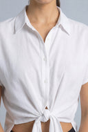 Aadhya Crepe Knit Tie Front Shirt