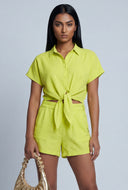 Aadhya Crepe Knit Tie Front Shirt