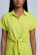 Aadhya Crepe Knit Tie Front Shirt