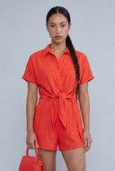 Aadhya Crepe Knit Tie Front Shirt