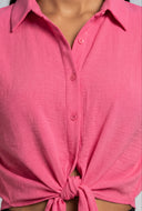 Aadhya Crepe Knit Tie Front Shirt