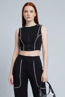 August Contrast Piping Crop Top