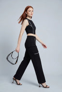August Contrast Piping Crop Top