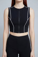 August Contrast Piping Crop Top