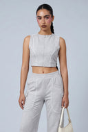 August Contrast Piping Crop Top