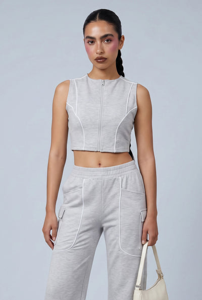 August Contrast Piping Crop Top