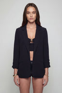 Genevieve Crepe Ruched Sleeve Blazer