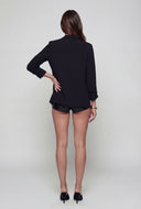 Genevieve Crepe Ruched Sleeve Blazer