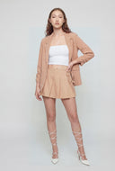 Genevieve Crepe Ruched Sleeve Blazer