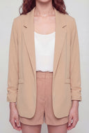 Genevieve Crepe Ruched Sleeve Blazer