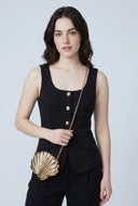 Ezra Slit Front Button-Front Blazer Vest