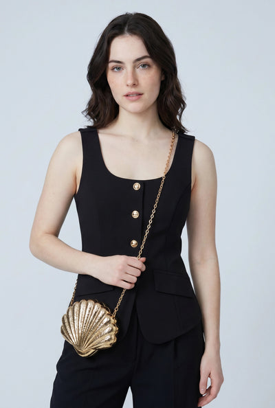 Ezra Slit Front Button-Front Blazer Vest