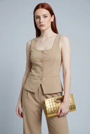 Ezra Slit Front Button-Front Blazer Vest