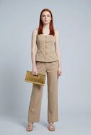 Ezra Slit Front Button-Front Blazer Vest