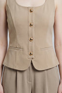 Ezra Slit Front Button-Front Blazer Vest
