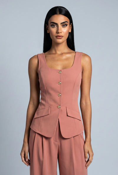 Ezra Slit Front Button-Front Blazer Vest