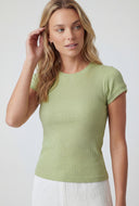 Lenora Ribbed High Neck T-Shirt