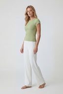 Lenora Ribbed High Neck T-Shirt