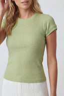 Lenora Ribbed High Neck T-Shirt