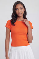 Lenora Ribbed High Neck T-Shirt