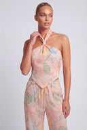 Rosalee Floral Satin Halter Top