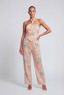 Rosalee Floral Satin Halter Top