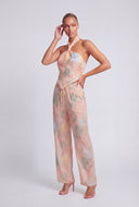 Rosalee Floral Satin Halter Top
