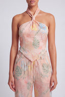 Rosalee Floral Satin Halter Top