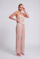 Rosalee Floral Satin Tie Waist Pants