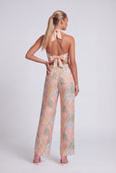 Rosalee Floral Satin Tie Waist Pants