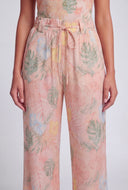 Rosalee Floral Satin Tie Waist Pants