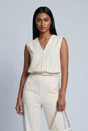 Pinstripe Linen Crop Top