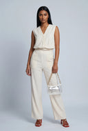 Pinstripe Linen Crop Top
