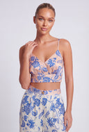 Floral Satin Crop Bustier Top