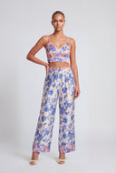 Floral Satin Crop Bustier Top
