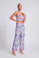 Floral Satin Crop Bustier Top