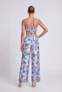 Floral Satin Crop Bustier Top