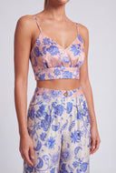 Floral Satin Crop Bustier Top