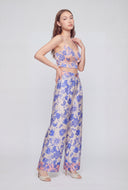 Floral Satin Wide-Leg Pants