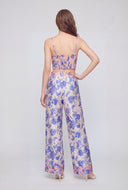 Floral Satin Wide-Leg Pants