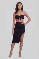 Jream Textured Tie Front Bandeau Top