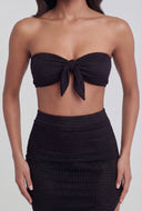 Jream Textured Tie Front Bandeau Top