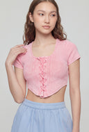 Kenna Ribbed Lace Up Crop Top