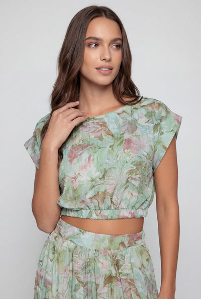 Kenna Textured Elastic Waist Crop Top