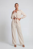 Tie Front Crop Collared Shirt