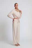 Tie Front Crop Collared Shirt