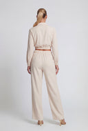 Tie Front Crop Collared Shirt